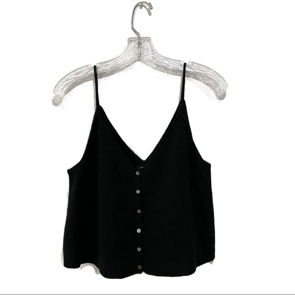 INTERMIX Felicity Button Front Cami Top Black S - Picture 4 of 7